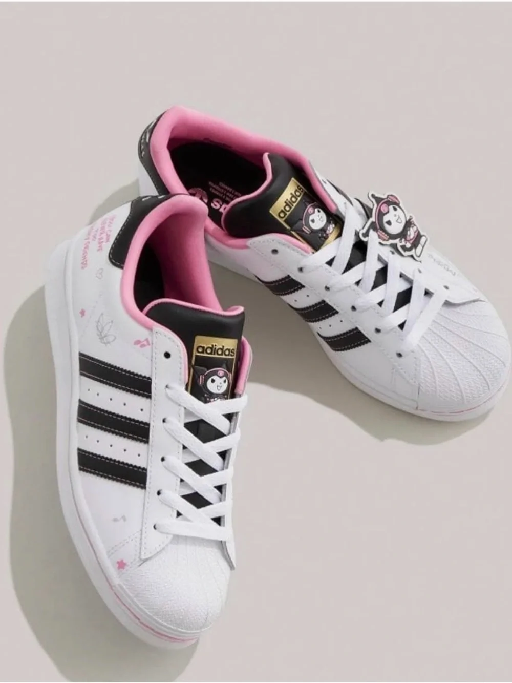 adidas Kids White, Black & Pink Classic Sneakers